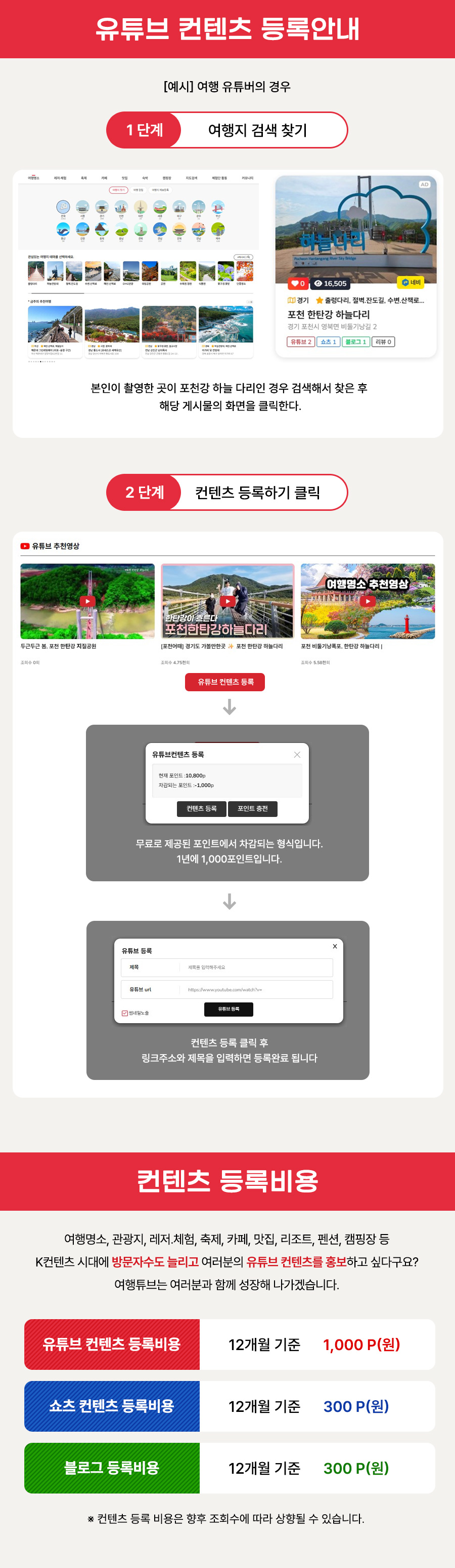 유튜브 컨텐츠 등록안내 이미지